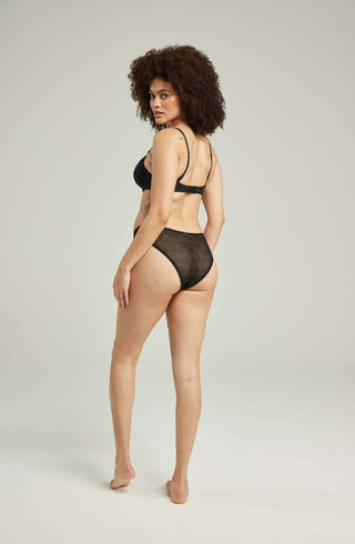 The Sheer Deco High Leg Brief Black