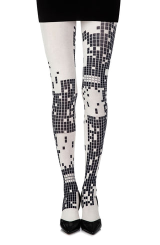 Zohara "Game Boy" Cream Print Tights