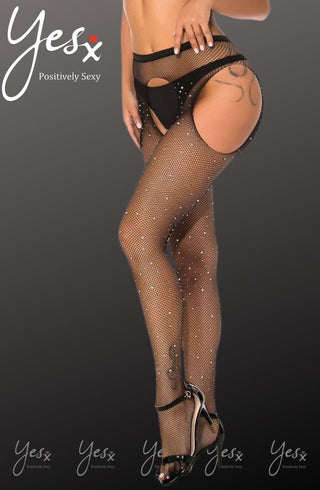 YesX YX850 Sparkly Fishnet Black