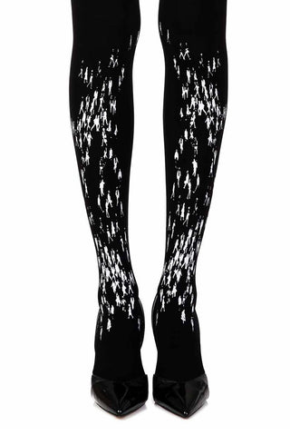 Zohara "Walking By" Black Print Tights