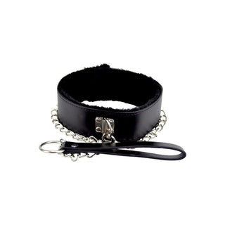 Bound to Please Furry Collar with Leash Black - Dr. Bear Inc