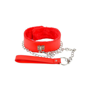 Bound to Please Furry Collar with Leash Red - Dr. Bear Inc