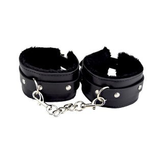 Bound to Please Furry Plush Wrist Cuffs Black - Dr. Bear Inc