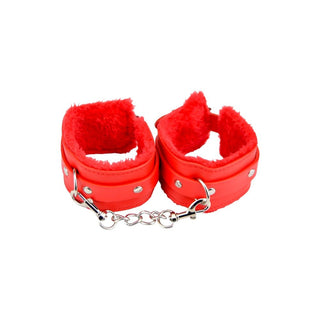 Bound to Please Furry Plush Wrist Cuffs Red - Dr. Bear Inc