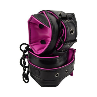 Bound to Please Pink & Black Ankle Cuffs - Dr. Bear Inc