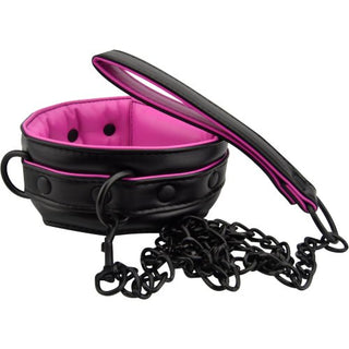 Bound to Please Pink & Black Bondage Collar & Leash - Dr. Bear Inc