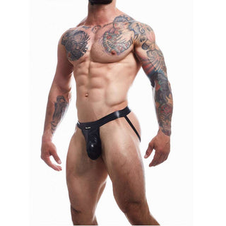 C4M Ergonomic Black Leatherette Jockstrap - Dr. Bear Inc