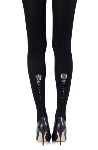 Zohara "Vine And Dash" Silver Print Tights