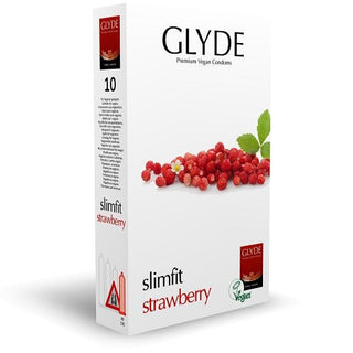 Glyde Ultra Slimfit Strawberry Flavour Vegan Condoms 10 Pack - Dr. Bear Inc