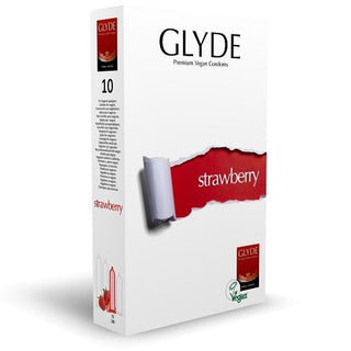 Glyde Ultra Strawberry Flavour Vegan Condoms 10 Pack - Dr. Bear Inc