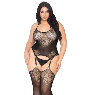 Leg Avenue Lace Suspender Bodystocking Plus Size - Dr. Bear Inc