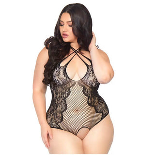 Leg Avenue Plus Size Net and Lace Crotchless Body - Dr. Bear Inc