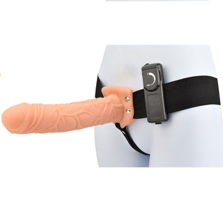 Loving Joy 8 Inch Vibrating Hollow Strap On Vanilla - Dr. Bear Inc