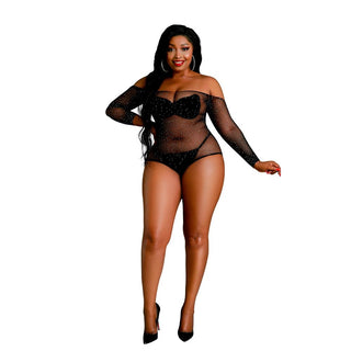 Moonlight Black Off the Shoulder Sparkle Body Plus Size - Dr. Bear Inc