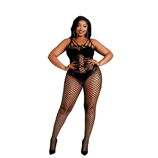 Moonlight Lace and Fishnet Bodystocking Black Plus Size - Dr. Bear Inc