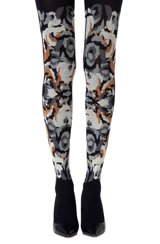 Zohara "Earth Goddess" Grey Orange Print Tights